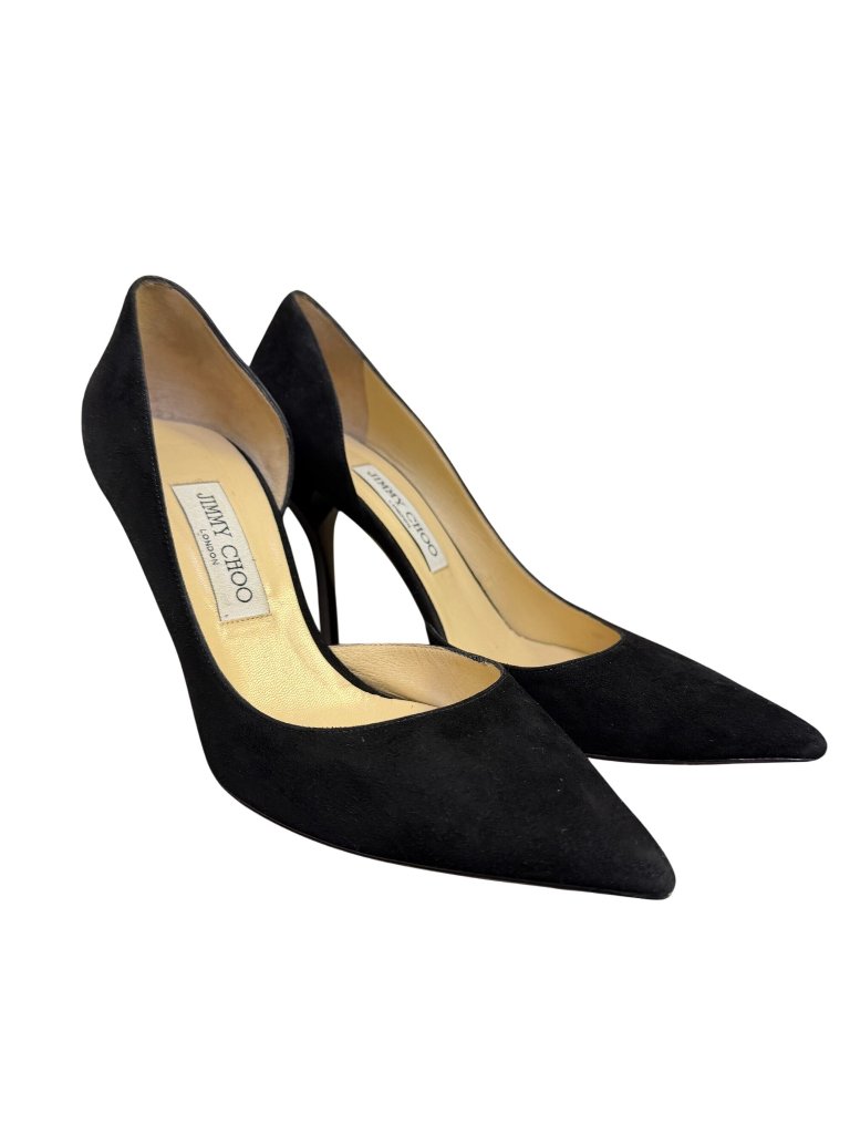 Jimmy Choo Black Suede Pointed-Toe Stiletto Heels Size 8.5/38.5